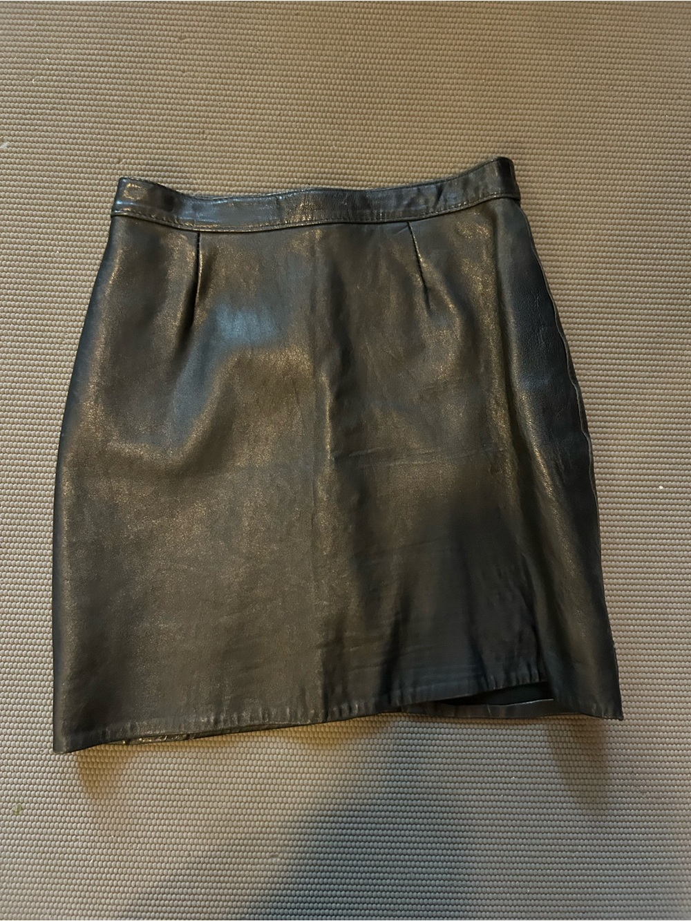 Classic Black Leather Mini Skirt